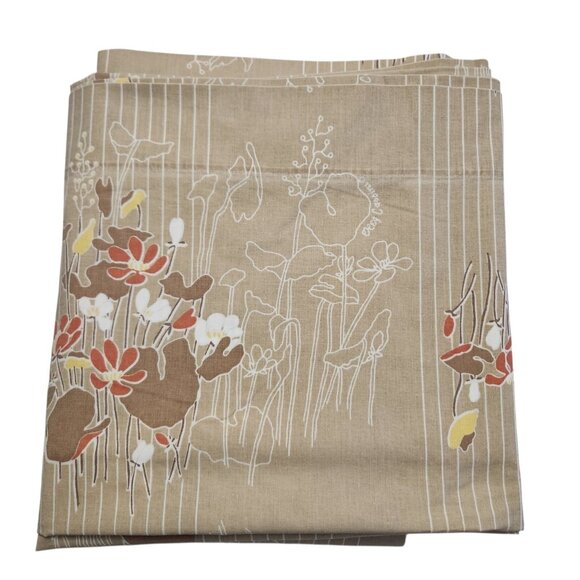 Oleg Cassini Vintage King Size Flat Sheet Brown Retro Flowers Hippie Boho - Picture 3 of 8